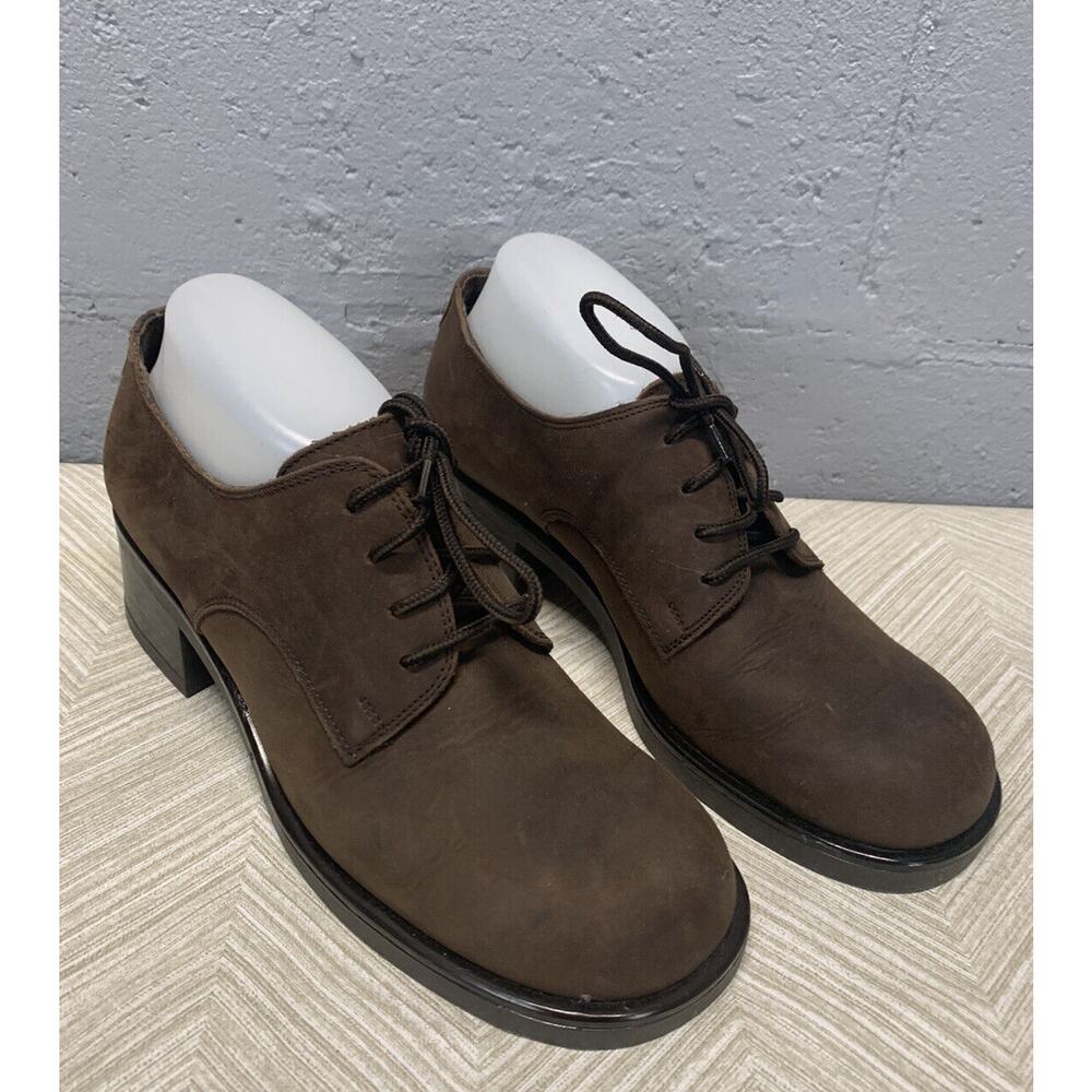 Vintage 90s y2k Bass Leather Chunky Heel Oxford Shoes Chestnut Brown Size 9M